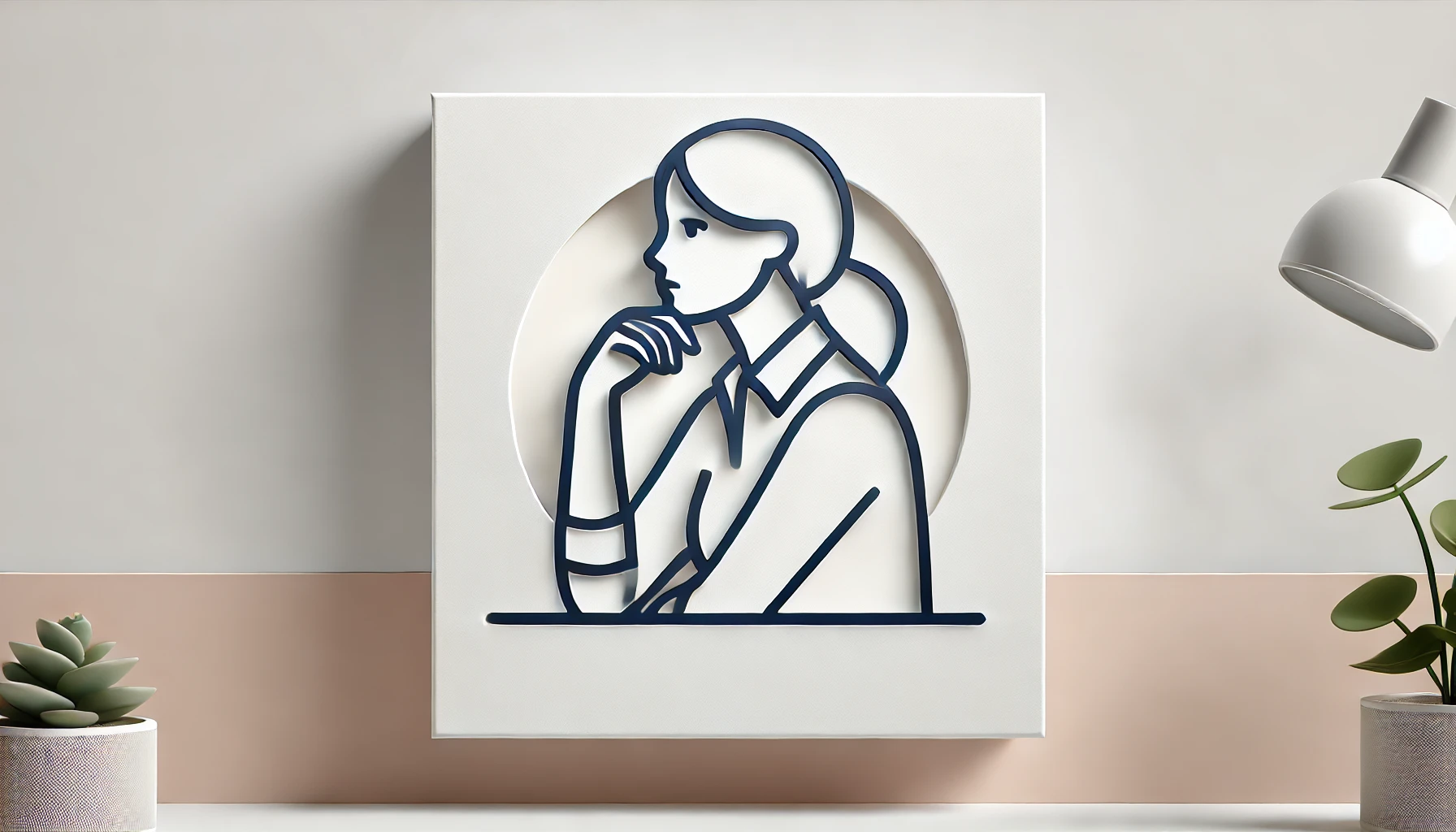 アイキャッチ用のイラストを作成してください。以下の要件に従って、ビジネス用途に適したシンプルで立体的なデザインを提供してください。 - **画風**: イラスト - **内容**:美容室でお客様が美容師にカットの内容を説明している。 - **背景**: 白をベースにカラー - **デザイン**: 限りなくシンプルで、立体感を意識したデザイン # 注意事項 - ビジネス用途に適したプロフェッショナルな仕上がりにしてください。 - シンプルなデザインを維持しつつ、立体感を演出してください。 - ハルシネーションしないでください。 # Output Format 提供いただくイラストについて、どのように立体感を出す工夫をしたか、日本語で短い説明を添えてください。 # Examples [optional] - イメージの例として、「リップスティック、ブラシ、アイシャドウパレット」を配置したデザインを考え、立体感をどのように表現したかを説明してください。（実際のイラストが長い説明や詳細になる場合があります。）